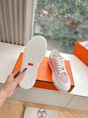 GET SNEAKER IN ROSE PINK MAXI CANVAS AND WHITE CALFSKIN