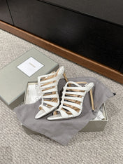 HIGH SANDAL 10 CM IN WHITE CALFSKIN