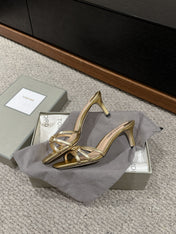 WHITNEY HIGH 6 CM MULE IN GOLD CROCODILE LEATHER