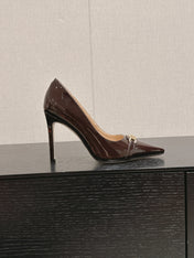 ROMAN HIGH-HEEL 10 CM IN PECAN BROWN CALFSKIN