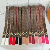 LV Flowergram 30mm Reversible Belt Silver Buckle Hot Pink Brown Leather