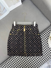 LV NEW STYLE DENIM SKIRT WITH FRONT CENTER ZIPPER 269062