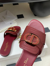 DIOR CLASSIC MONTAIGNE SANDALS 25S IN DARK RED LAMBSKIN WITH CD LOGO