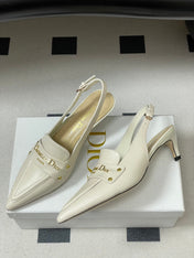 DIOR 25S BOY SLINGBACK HIGH HEELS 50 MM IN WHITE LAMBSKIN
