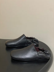 CELINE 26S ELASTIC-BACK FLAT SHOES IN BLACK LAMBSKIN