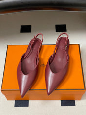 HM 26S NICOLE SLINGBACK IN BURGUNDY RED CALFSKIN SILVER HARDWARE
