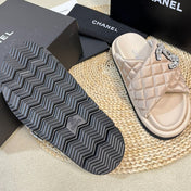 Women's slippers with two crossed straps sheepskins beige cream