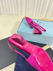 PRA POINTED TOE SLINGBACK PUMPS BRIGHT PINK SATIN