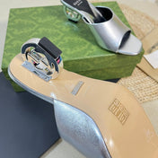 GG  Women's Heeled Sandals Silver