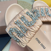 Pastel Pink Sheepskin Diamond Slippers
