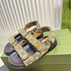 GG  Sandal With Double G Brown Caro