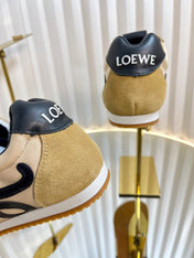 LOEWE 26S RUNNER 2.0 SNEAKERS IN SAND BEIGE FABRIC AND SUEDE