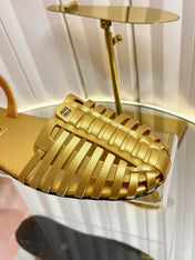 MIUMIU 26S SLINGBACK SANDALS IN GOLD CALFSKIN