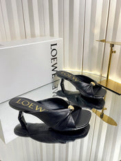 LOEWE 26S HEELED SANDALS 45 MM IN BLACK CALFSKIN
