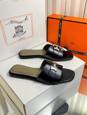 HM 26S ORAN SANDALS IN BLACK CALFSKIN SILVER HARDWARE
