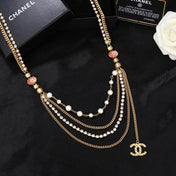 CHANEL 25S GOLD CHAIN BELT WITH PEARL 611794