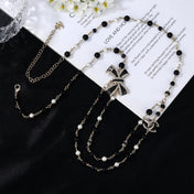 CHANEL 25S CHAIN BELT IN BLACK AND WHITE PEARL 614285