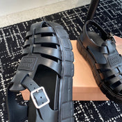ROMAN THICK-SOLED SANDALS BLACK CALFSKIN