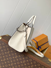 MARELLE TOTE BB BAG 30 IN WHITE EPI GRAIN COWHIDE LEATHER