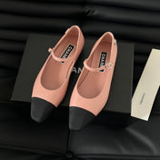 MARY JANE LIGHT PINK MIX BLACK CALFSKIN