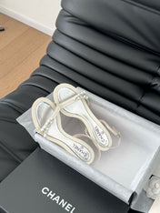 PEARL SANDAL IN WHITE LAMBSKIN 75 MM