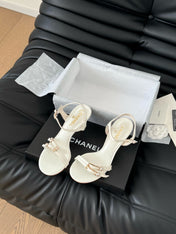 HIGH HEEL 75 MM SANDAL IN WHITE SHEEPSKIN