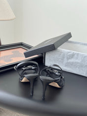 HIGH HEELS SANDALS IN BLACK SHEEPSKIN