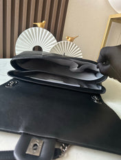CHANEL 25S SHOULDER BAG 34 IN BLACK CALFSKIN