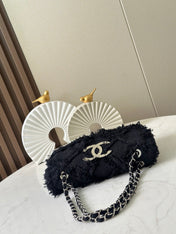 CHANEL 26S FLAP BAG 27 IN BLACK TWEED