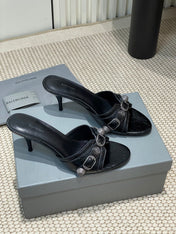 CAGOLE HIGH MULES IN BLACK OIL-WAX SHEEPSKIN
