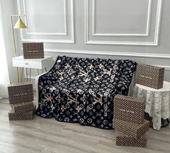 MONOGRAM BLANKET IN BLACK LAMB FUR 418573