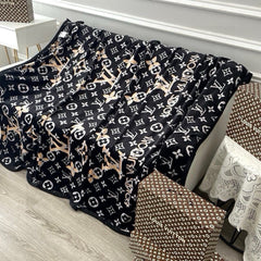 MONOGRAM BLANKET IN BLACK LAMB FUR 418573