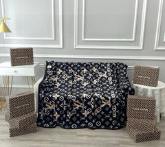 MONOGRAM BLANKET IN BLACK LAMB FUR 418573