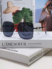 OVERSIZED BAGUETTE SQUARE FRAME SUNGLASSES 562043 IN METAL