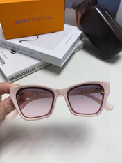 SQUARE SUNGLASSES 581358 IN NUDE PINK ACETATE EMBOSSED MONOGRAM LOGO