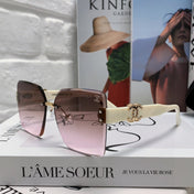 SQUARE SUNGLASSES 632891 IN WHITE ACETATE BROWN LENSES