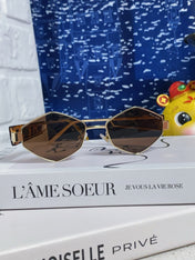 LOGO SUNGLASSES 560865 IN HAVANA ACETATE GOLD METAL BROWN LENS