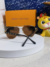 PILOT SUNGLASSES 571634 IN GOLD METAL BROWN LENSES MONOGRAM LOGO