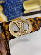 LINK SQUARE SUNGLASSES 570275 IN HAVANA ACETATE GOLD LOGO
