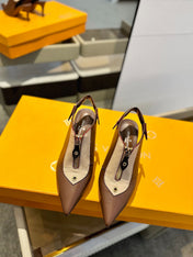 ALLURE HIGH 8 CM SLINGBACK IN CHOCOLATE MIX SAND BROWN CALFSKIN