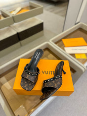 LV X TM 6AM HIGH 4 CM MULE IN CHOCOLATE BROWN MONOGRAM CALFSKIN