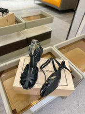 HIGH SANDALS 75 MM IN BLACK CALFSKIN