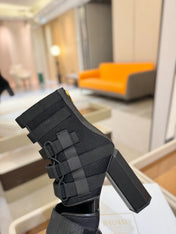 BALMAIN 25S UMA SANDALS 105MM IN BLACK VELCRO AND MESH