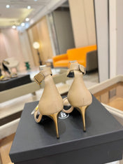 BALMAIN 25S HIGH HEELS 95MM IN BEIGE CALFSKIN