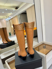 BALMAIN 26S HIGH BOOTS 65 MM IN BROWN CALFSKIN