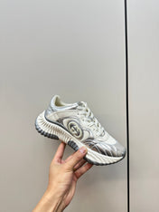 GG Ripple Leather Sneakers White Silver
