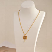 CD 26S MISS DIOR LOGO PEARL PENDANT NECKLACE IN GOLD METAL