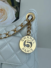 CHANEL 25S HOBO BAG 19 CM IN WHITE LAMBSKIN WITH GOLD HARDWARE
