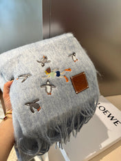 SCARF 185 CM IN LIGHT BLUE MOHAIR AND WOOL 381040