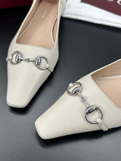 GUCCI 26S VITTORIA BALLERINA SHOES IN CREAM WHITE CALFSKIN